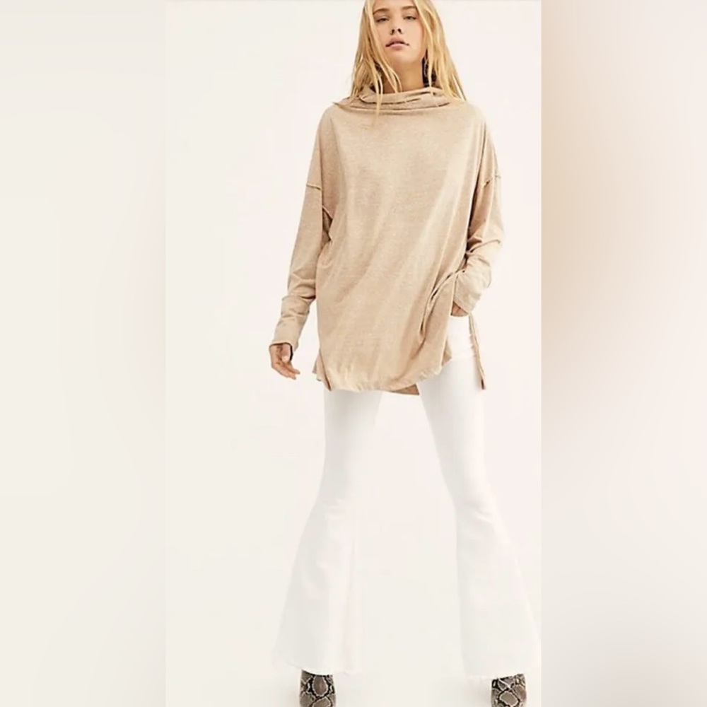 We The Free Bella Vista Thermal Tunic Oversized Cowl Neck Medium Athenian Bronze